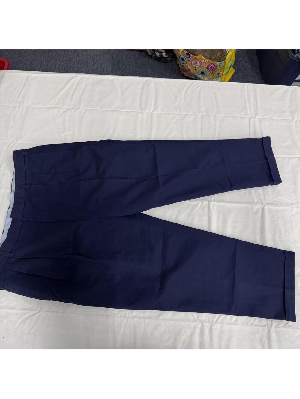 Jos A Bank Pants Mens 44x30 Navy Traveler's Collection Cotton Dress Slacks